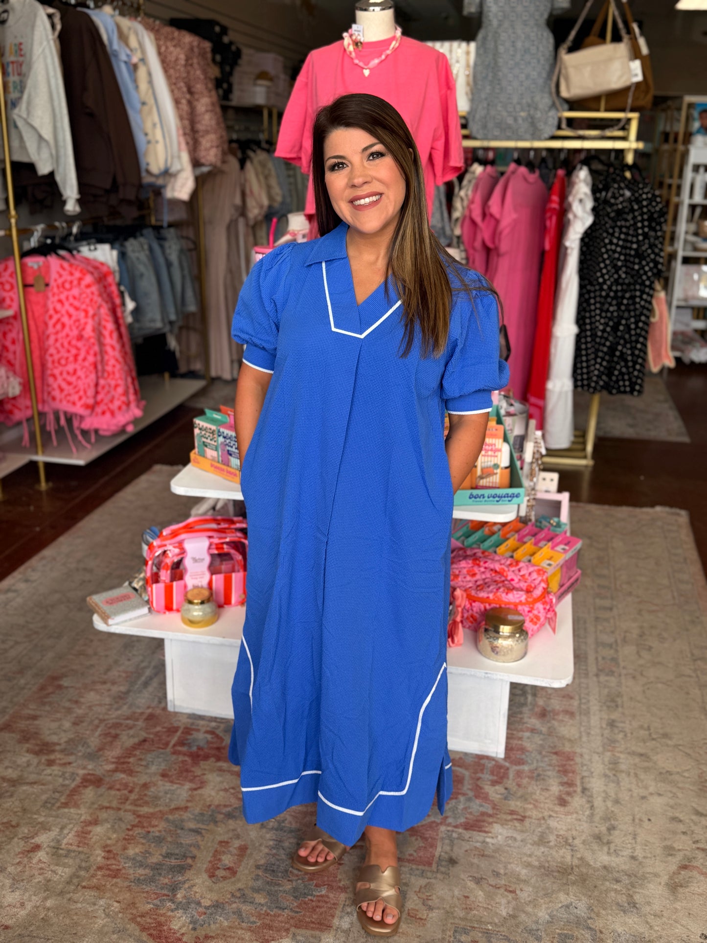 Seersucker Midi Dress
