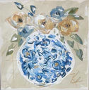 Antique Blue Bloom Framed Art 24x24