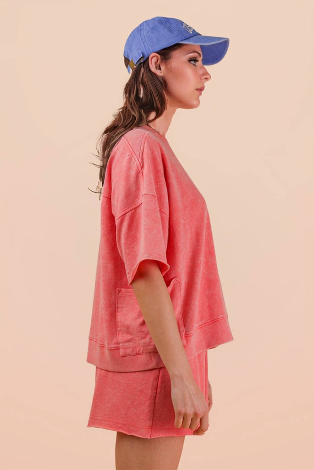 PLUS Mineral Washed Knit Casual Top & Shorts