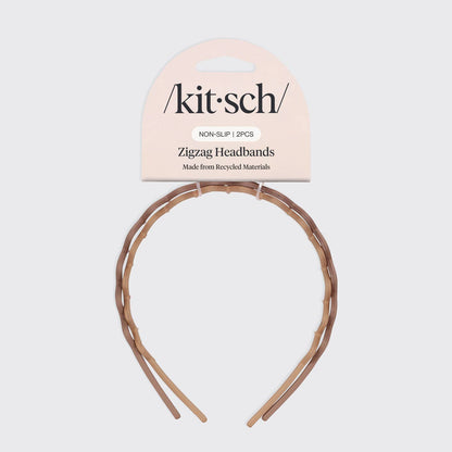 Recycled Plastic Zig Zag Headband 2pc - Neutral