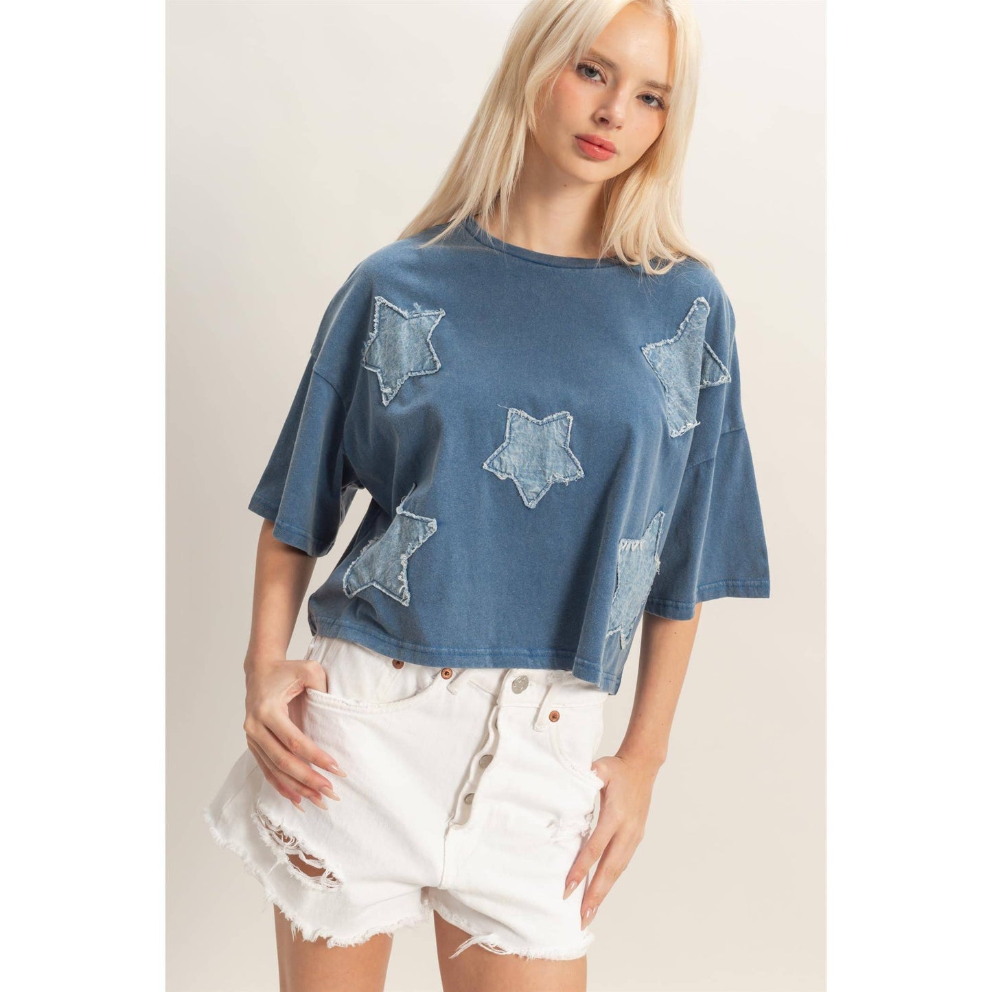 Raw Edge Star Patch Top