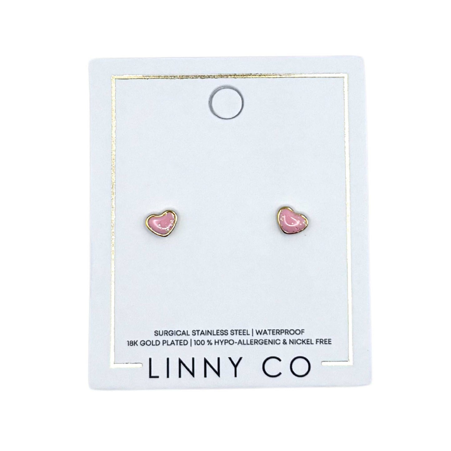 Screwback Stud Earrings - Nora Heart Pink
