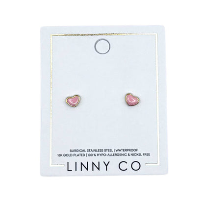 Screwback Stud Earrings - Nora Heart Pink
