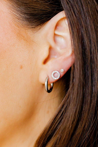 Screwback Stud Earrings - Micro Cooper Clear Gold