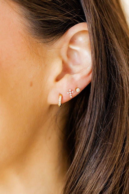 Screwback Stud Earrings - Micro Cooper Clear Gold
