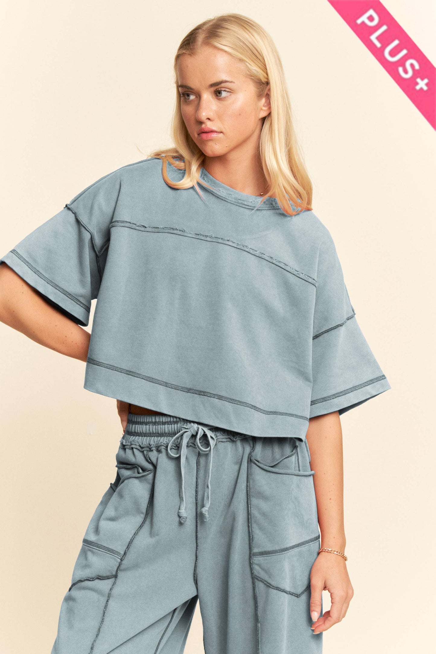 MINERAL WASHED EXPOSED BARREL PANTS SET
