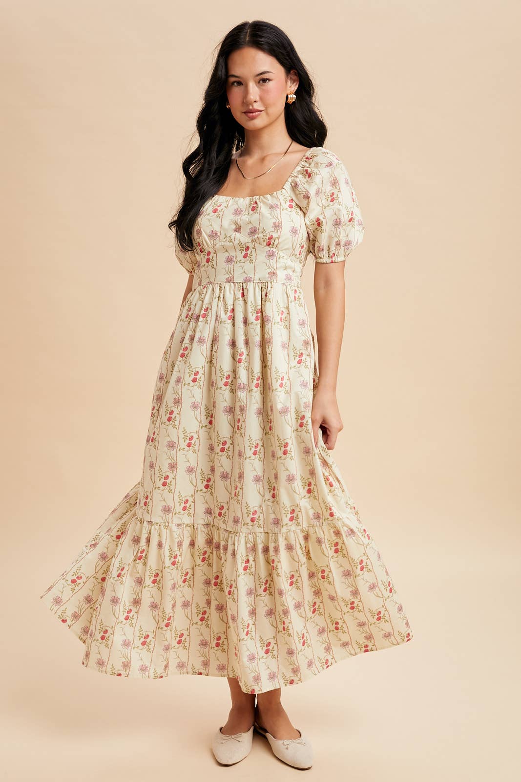 COTTON FLORAL MAXI DRESS