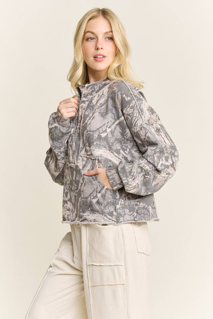 Washed Camo Quarter zip Sweatshirt