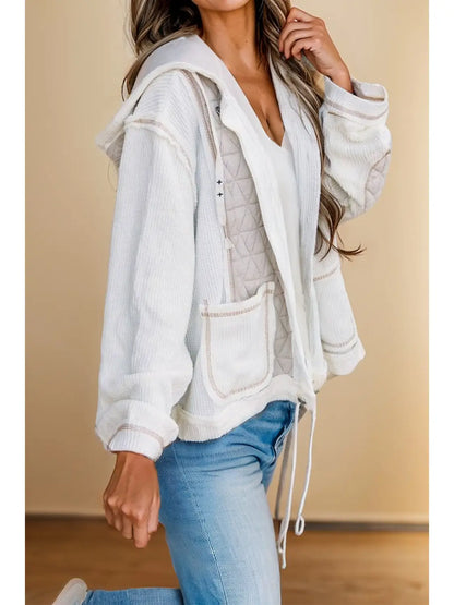 Quilted Patchwork Hooded Jacket