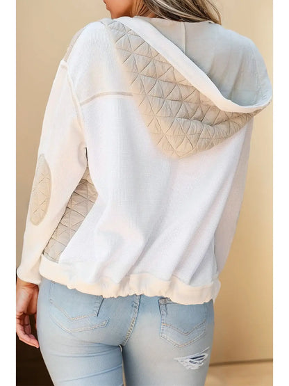 Quilted Patchwork Hooded Jacket