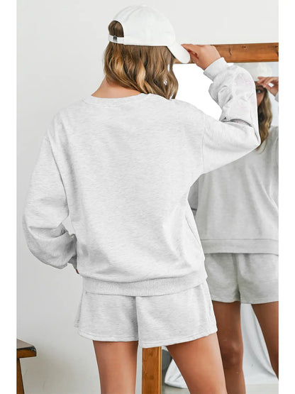 Bow Sleeve Sweatshirt/Short Set