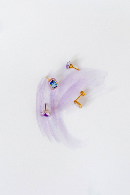 Screwback Stud Earrings - Whitney Violet Bloom