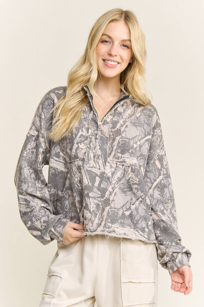 Washed Camo Quarter zip Sweatshirt