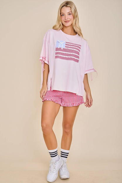 Patriotic Ribbon Patch Sweatshirt – Cute Lace Flag Top