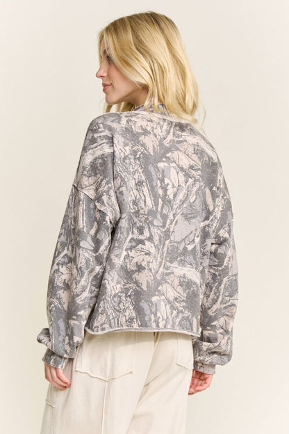 Washed Camo Quarter zip Sweatshirt