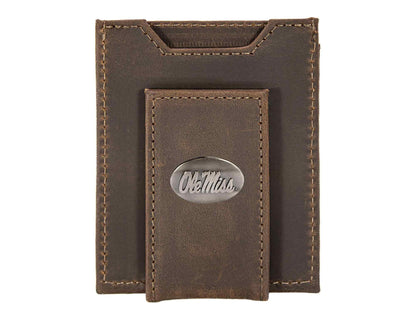Ole Miss Rebels Men's  Magnetic Front Pocket Leather Wallet.