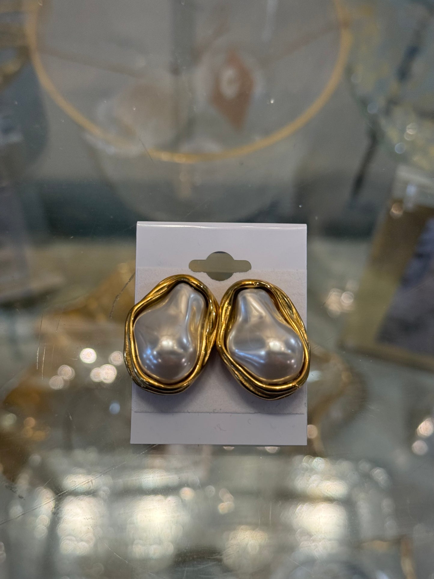 Chunky Gold Pearl Earrings