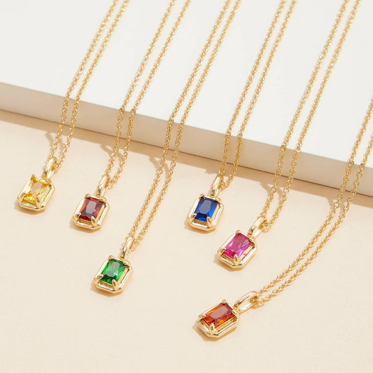 Birthstone Glass Charm Short Necklaces 12 Assorted Pack