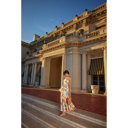 Moroccan Rattan Belt Strapless Maxi Dress