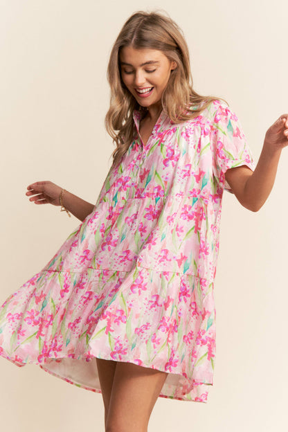 Floral Print Multi-color Mini Dress