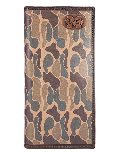 MSU Bulldogs Men's Secretary Old School Camo Leather Wallet.