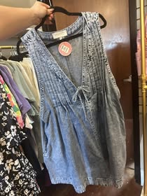 V-neck Sleeveless Denim Romper
