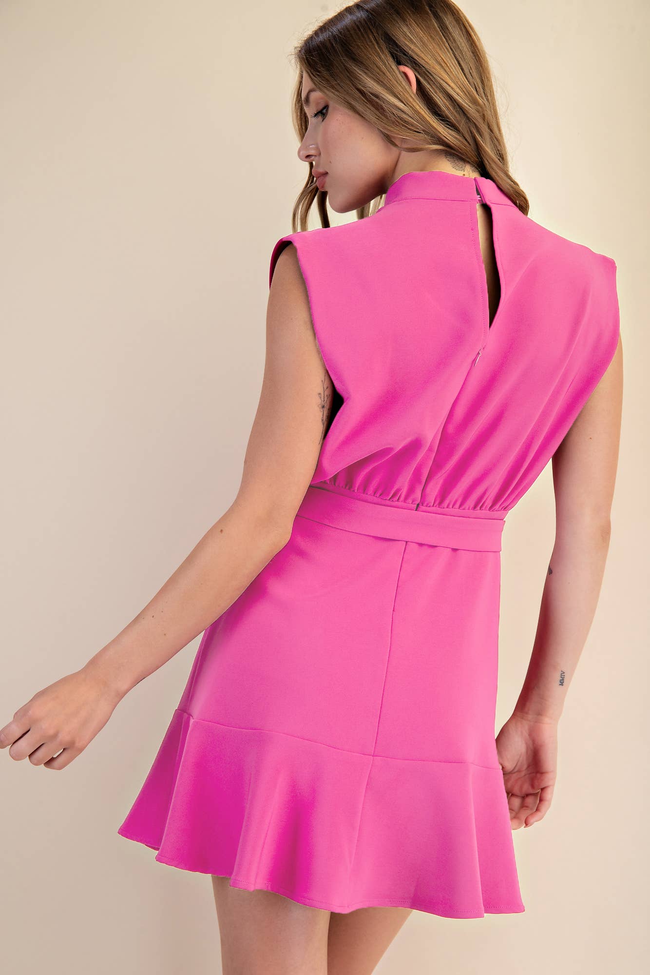 Cowl Neck Sleeveless Mini Dress