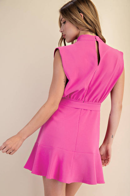 Cowl Neck Sleeveless Mini Dress