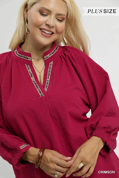 Patterned Collared Top