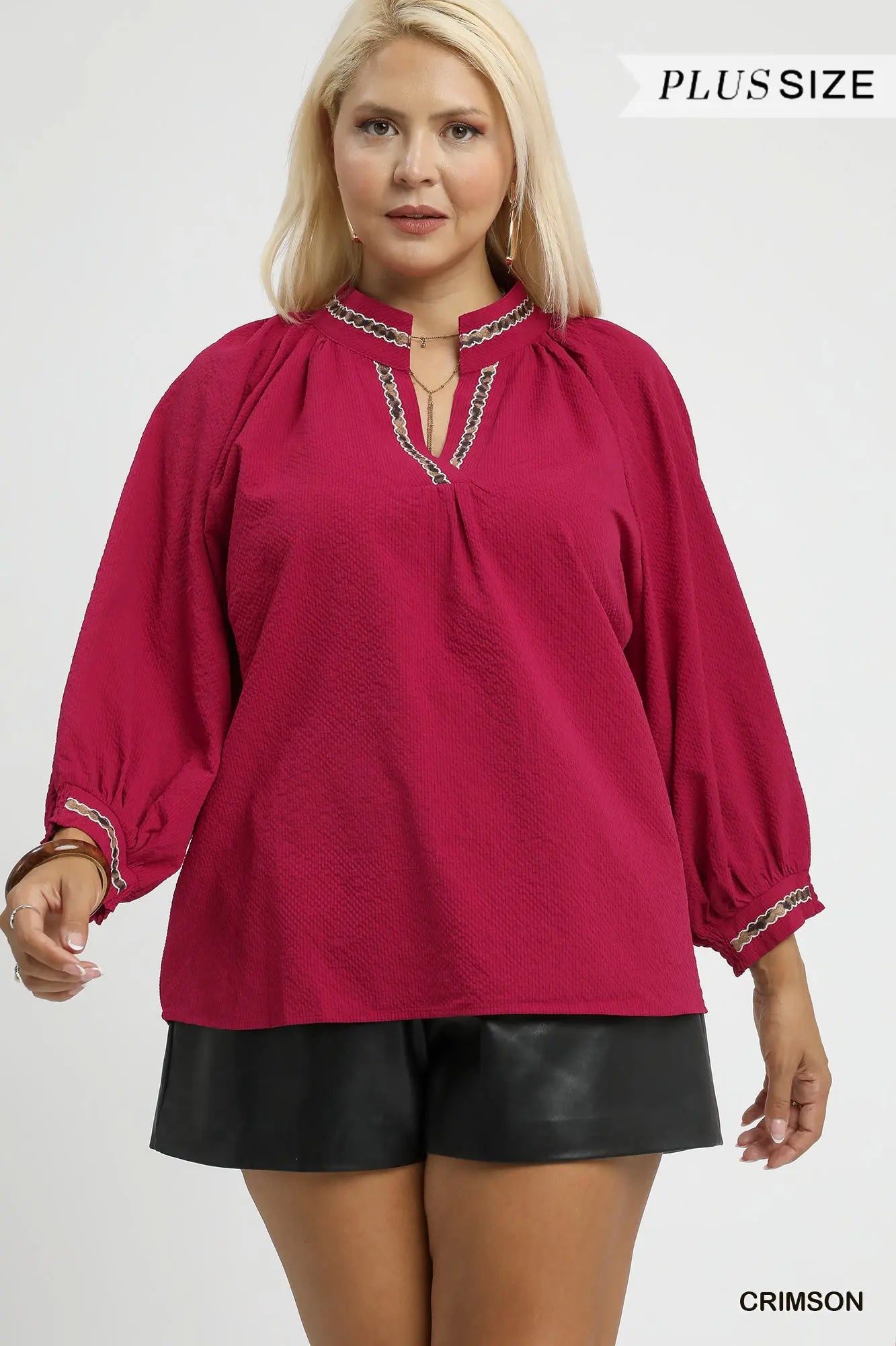 Patterned Collared Top