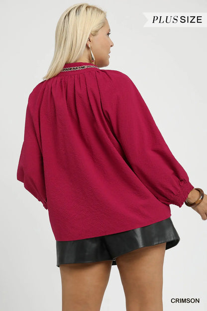 Patterned Collared Top