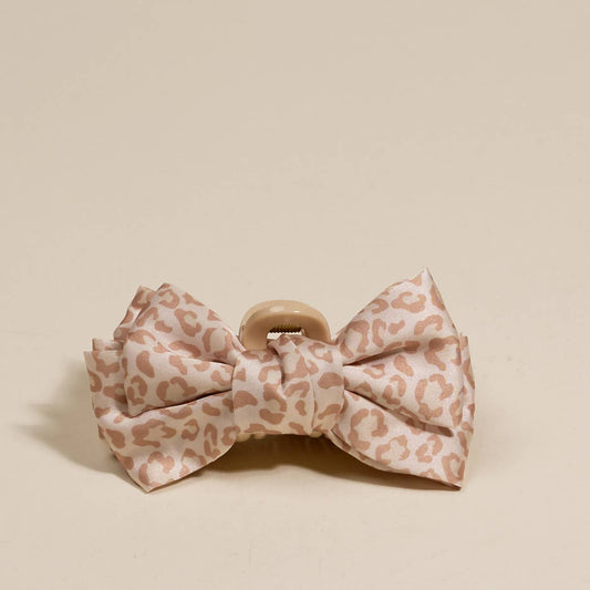 Mini Satin Bow Claw Clip–Cheetah