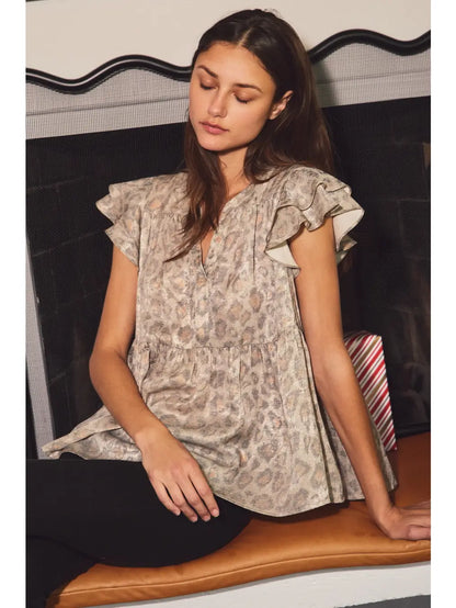 Leopard Printed Baby Doll Blouse