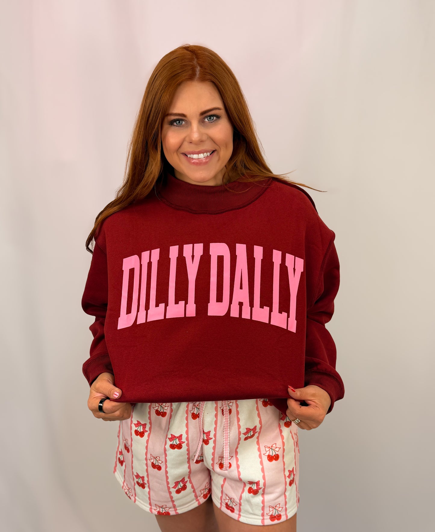 'DILLY DALLY' Mockneck Sweatshirt