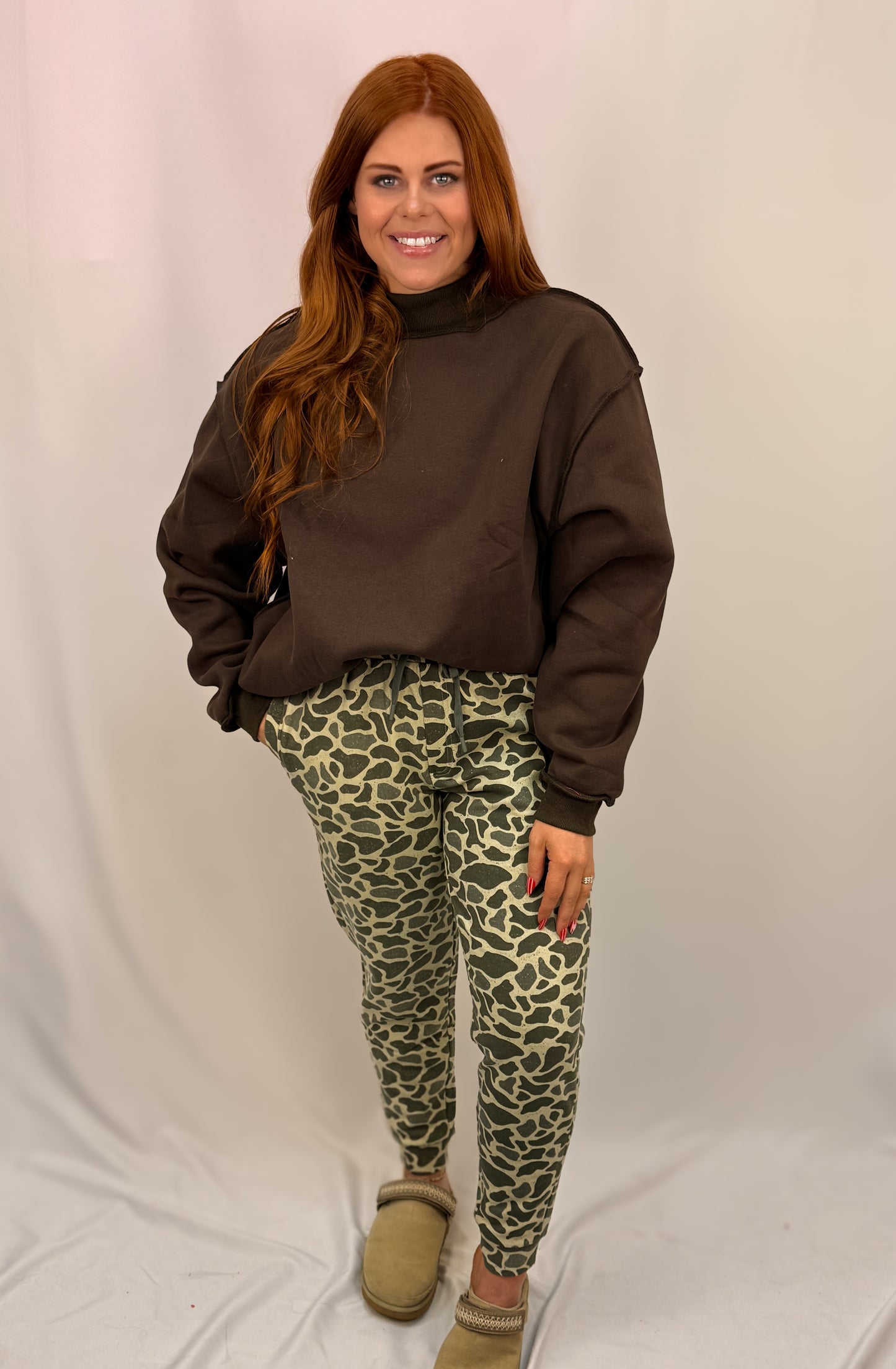 Solid Reversible Mock Neck Sweatshirt Top