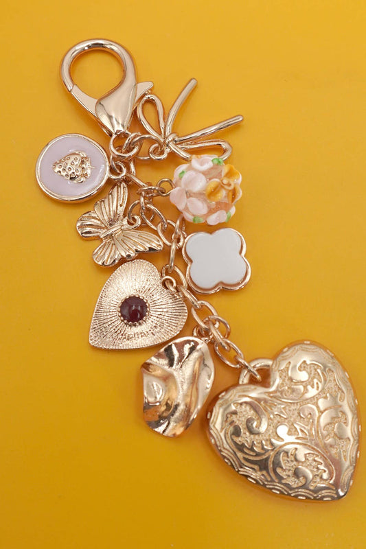 BAG KEY CHARM-HEART BOW BUTTERFLY CLOVER