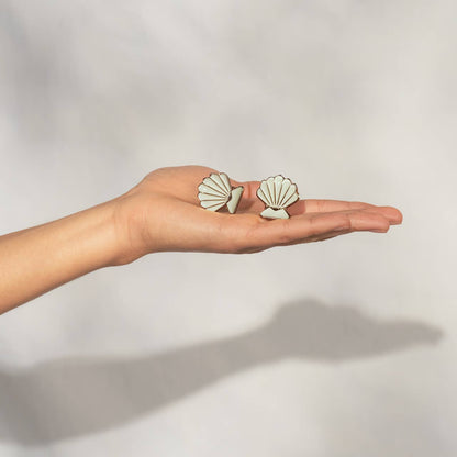 Metal Clam Shell Hair Clip 2pc Set - Gold & Pearlized Cream