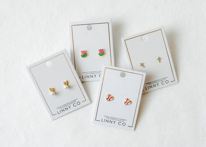 Screwback Stud Earrings - Baseball