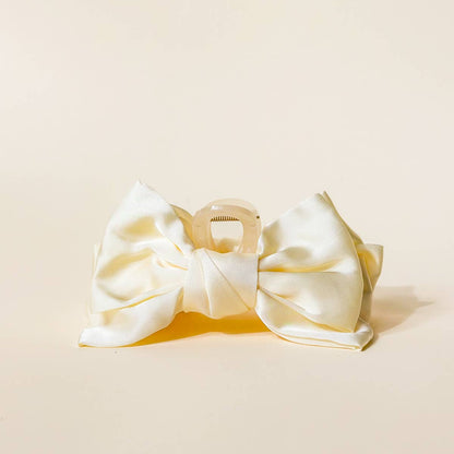 Satin Bow Claw Clip–Cream