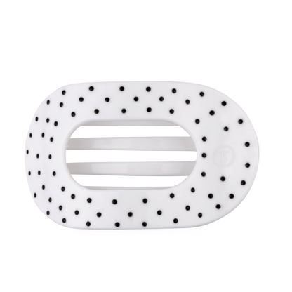White Polka Dot Party Large Flat Round Hair Clip
