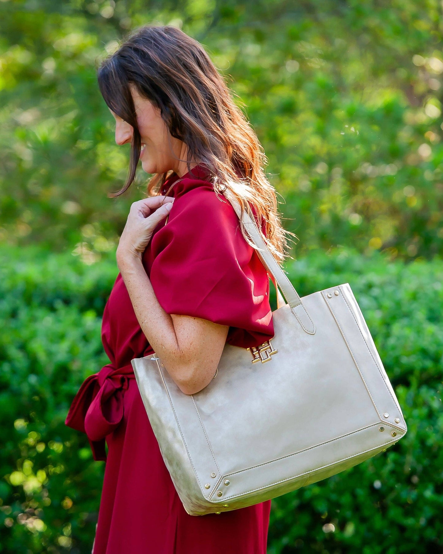 Sophie Studded Tote Gold Shimmer