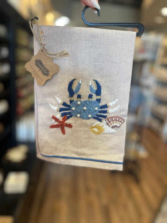 Crab Embroidery Towel