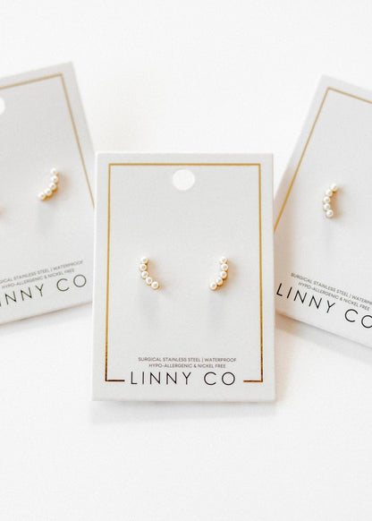 Screwback Stud Earrings - Abigail - Pearl