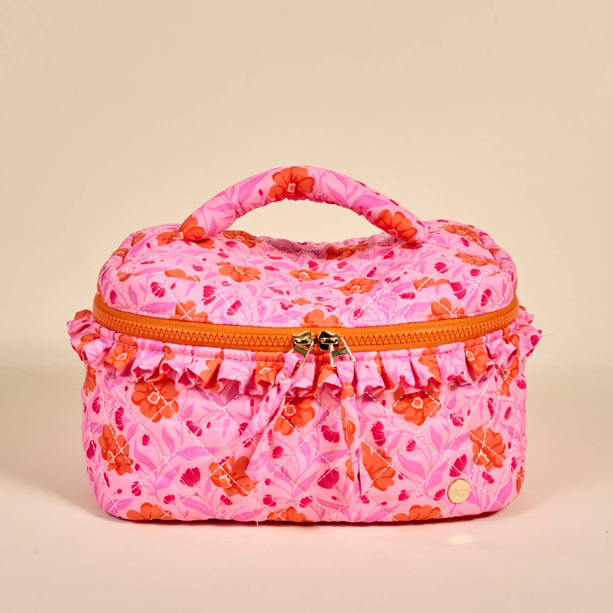 Glam & Go Quilted Cosmetic Bag–Poppin' Petals Hot Pink