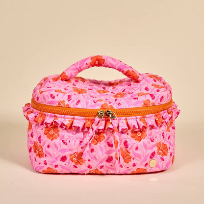 Glam & Go Quilted Cosmetic Bag–Poppin' Petals Hot Pink