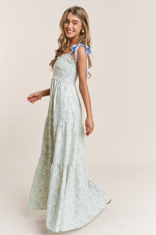 Empire Floral Tiered Tie dress
