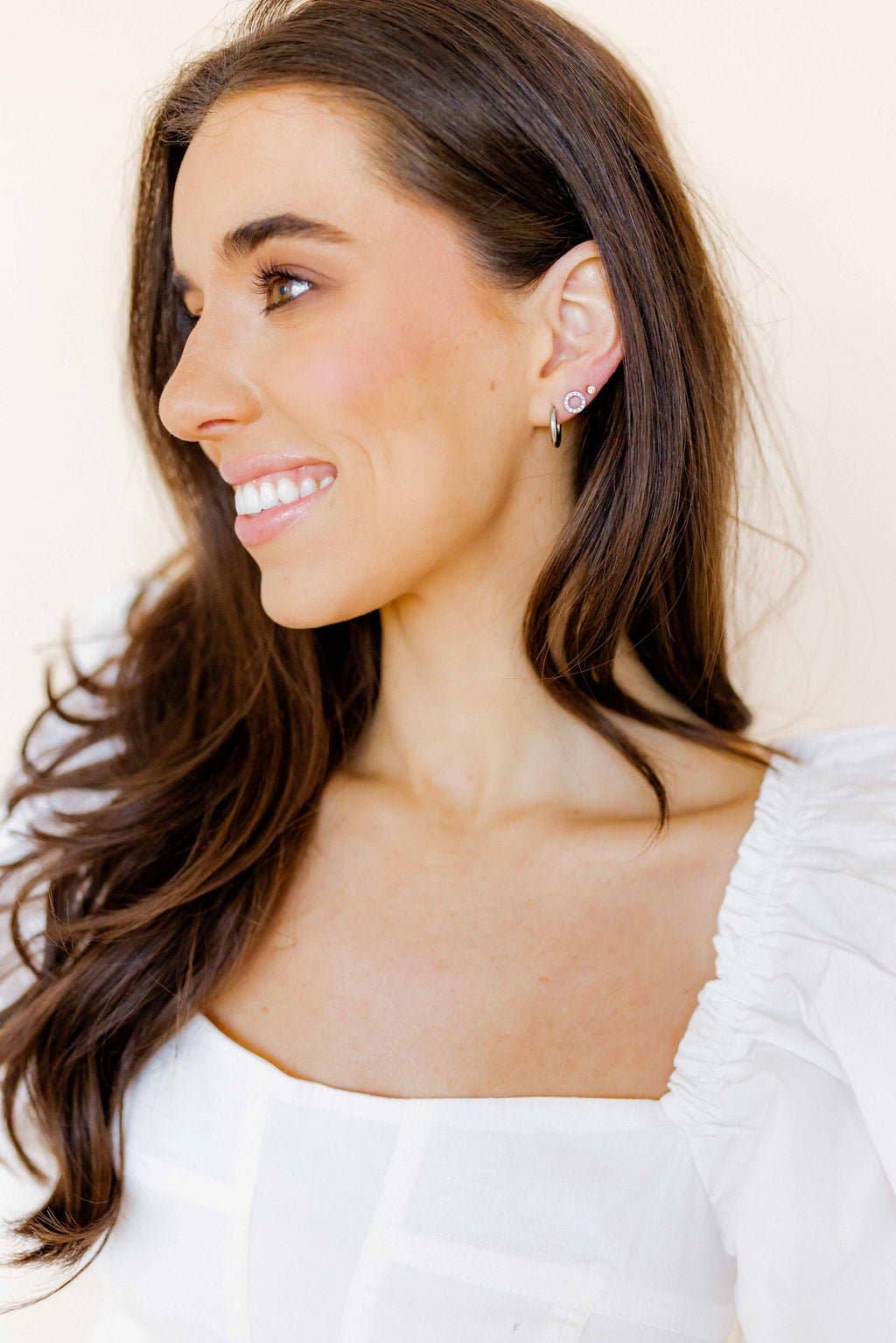 Screwback Stud Earrings - Micro Cooper Clear Gold