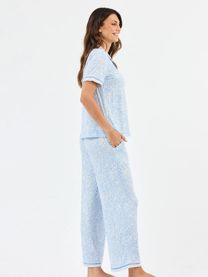 Women's Charlotte Pajama Pants Set | Meadow Line Blue Stripe