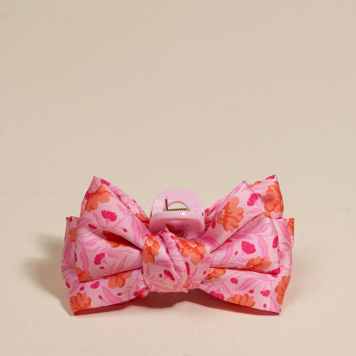 Mini Satin Bow Claw Clip–Poppin' Petals Hot Pink