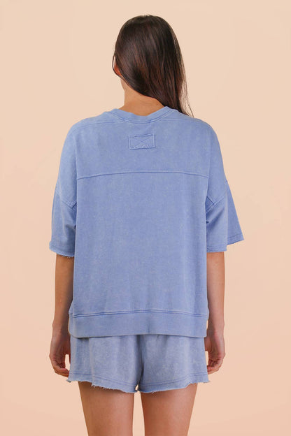 PLUS Mineral Washed Knit Casual Top & Shorts
